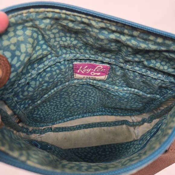 FOSSIL Key Per Crossbody Shoulder Bag Coated Canvas Adjustable Strap Y2K - Picture 10 of 16